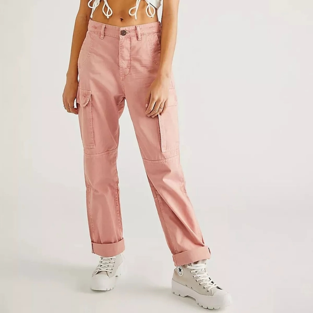 NWT FREE PEOPLE ONE TEASPOON CARGO MOTION JEANS, SIZE 33, PEACH BEIGE